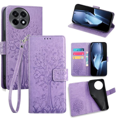 Tree & Deer Embossed Leather Phone Case, For OnePlus Ace 5 Racing, For OnePlus Ace 5 / 5 Pro, For OnePlus 11