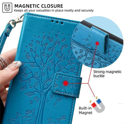 Tree & Deer Embossed Leather Phone Case, For OnePlus Ace 5 Racing, For OnePlus Ace 5 / 5 Pro, For OnePlus 11