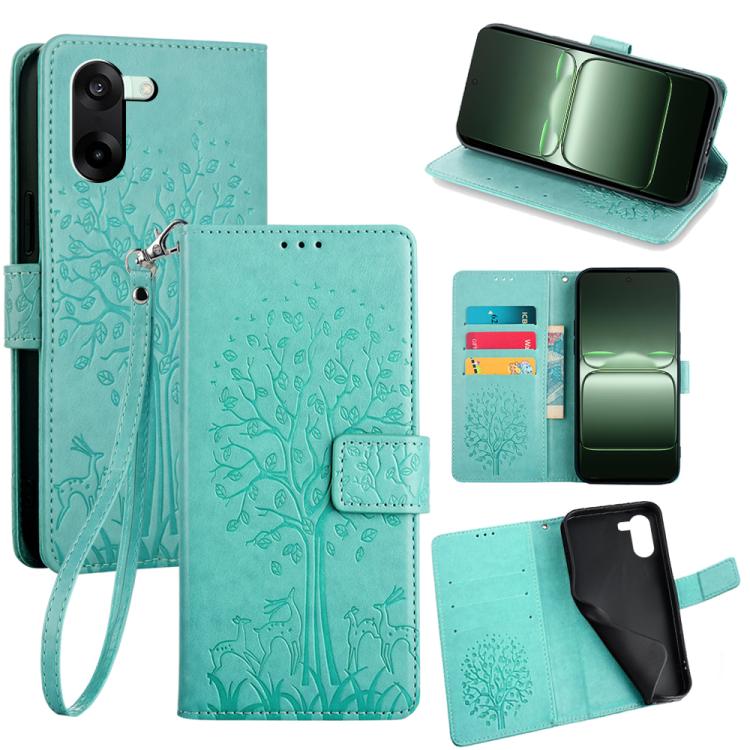 Tree & Deer Embossed Leather Phone Case, For OnePlus Ace 5 Racing, For OnePlus Ace 5 / 5 Pro, For OnePlus 11