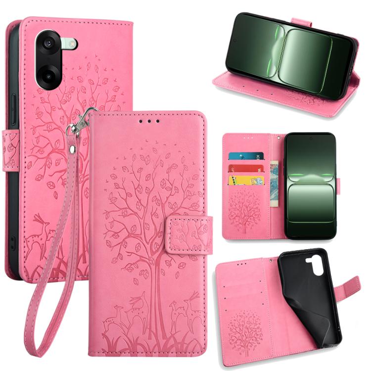 Tree & Deer Embossed Leather Phone Case, For OnePlus Ace 5 Racing, For OnePlus Ace 5 / 5 Pro, For OnePlus 11