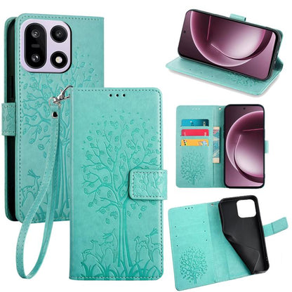 Tree & Deer Embossed Leather Phone Case, For OnePlus 15T 5G, For OnePlus Turbo 6 / 6V, For OnePlus Ace 6, For OnePlus 15