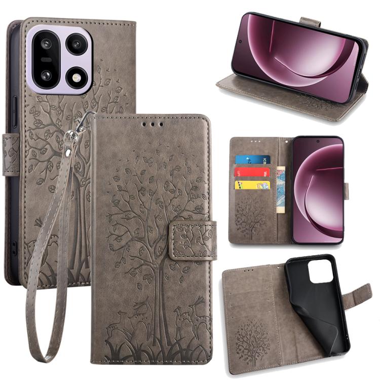 Tree & Deer Embossed Leather Phone Case, For OnePlus 15T 5G, For OnePlus Turbo 6 / 6V, For OnePlus Ace 6, For OnePlus 15