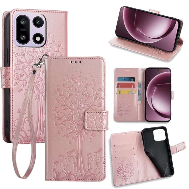 Tree & Deer Embossed Leather Phone Case, For OnePlus 15T 5G, For OnePlus Turbo 6 / 6V, For OnePlus Ace 6, For OnePlus 15