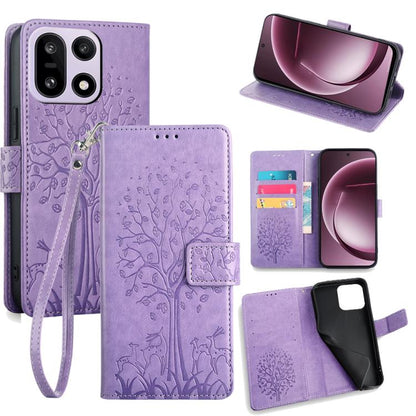 Tree & Deer Embossed Leather Phone Case, For OnePlus 15T 5G, For OnePlus Turbo 6 / 6V, For OnePlus Ace 6, For OnePlus 15