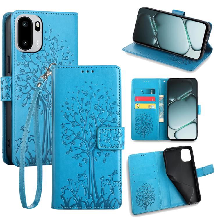 Tree & Deer Embossed Leather Phone Case, For OnePlus 15T 5G, For OnePlus Turbo 6 / 6V, For OnePlus Ace 6, For OnePlus 15
