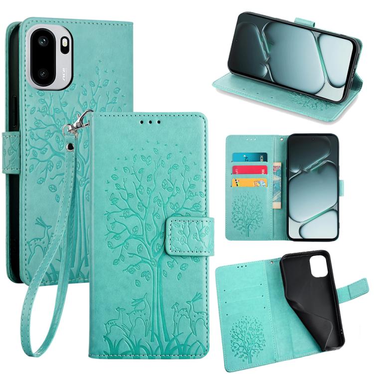 Tree & Deer Embossed Leather Phone Case, For OnePlus 15T 5G, For OnePlus Turbo 6 / 6V, For OnePlus Ace 6, For OnePlus 15