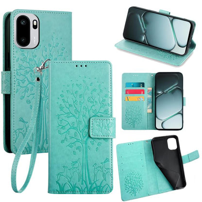 Tree & Deer Embossed Leather Phone Case, For OnePlus 15T 5G, For OnePlus Turbo 6 / 6V, For OnePlus Ace 6, For OnePlus 15