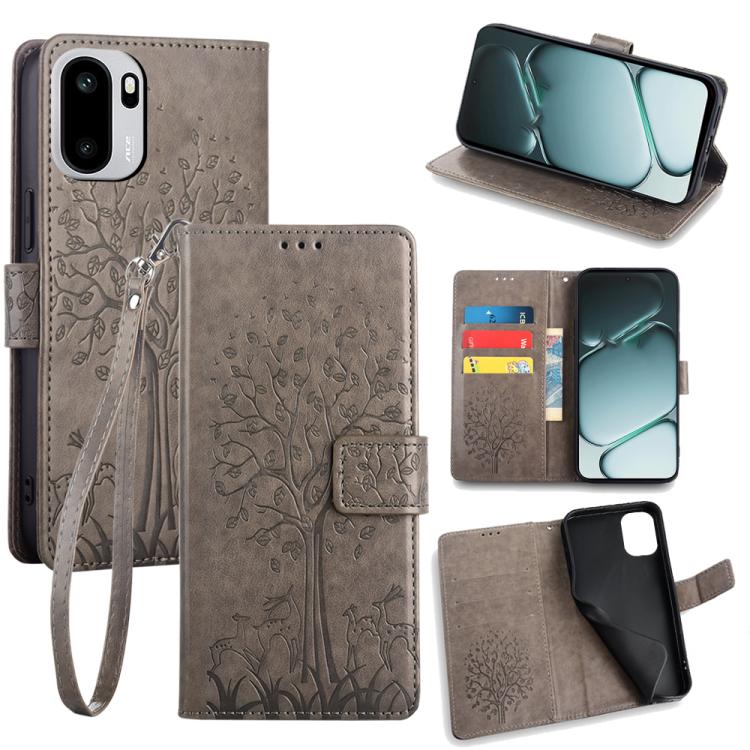 Tree & Deer Embossed Leather Phone Case, For OnePlus 15T 5G, For OnePlus Turbo 6 / 6V, For OnePlus Ace 6, For OnePlus 15