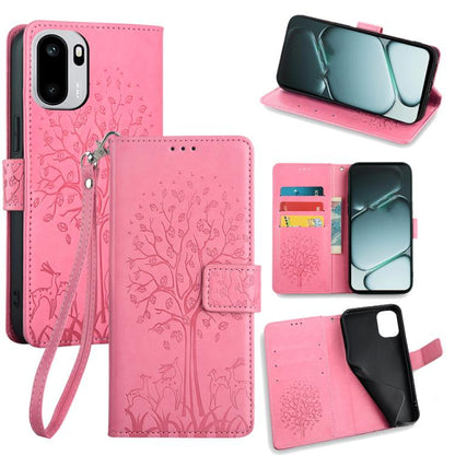 Tree & Deer Embossed Leather Phone Case, For OnePlus 15T 5G, For OnePlus Turbo 6 / 6V, For OnePlus Ace 6, For OnePlus 15