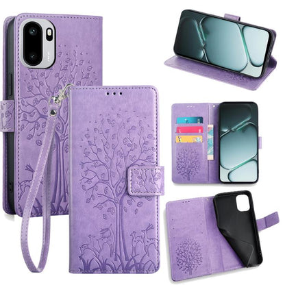 Tree & Deer Embossed Leather Phone Case, For OnePlus 15T 5G, For OnePlus Turbo 6 / 6V, For OnePlus Ace 6, For OnePlus 15