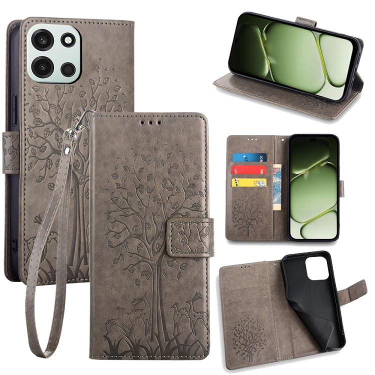 Tree & Deer Embossed Leather Phone Case, For OnePlus 15T 5G, For OnePlus Turbo 6 / 6V, For OnePlus Ace 6, For OnePlus 15
