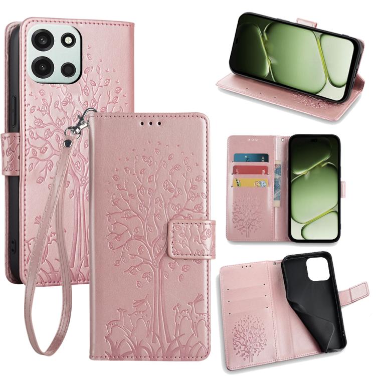 Tree & Deer Embossed Leather Phone Case, For OnePlus 15T 5G, For OnePlus Turbo 6 / 6V, For OnePlus Ace 6, For OnePlus 15