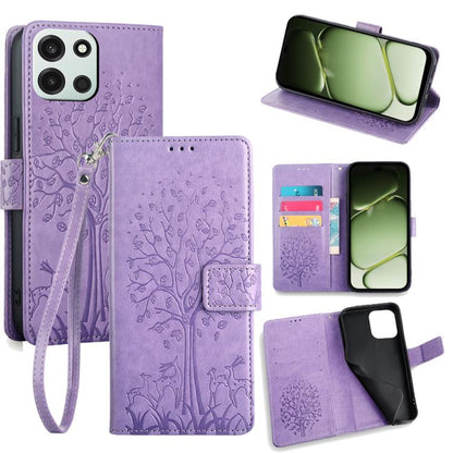 Tree & Deer Embossed Leather Phone Case, For OnePlus 15T 5G, For OnePlus Turbo 6 / 6V, For OnePlus Ace 6, For OnePlus 15