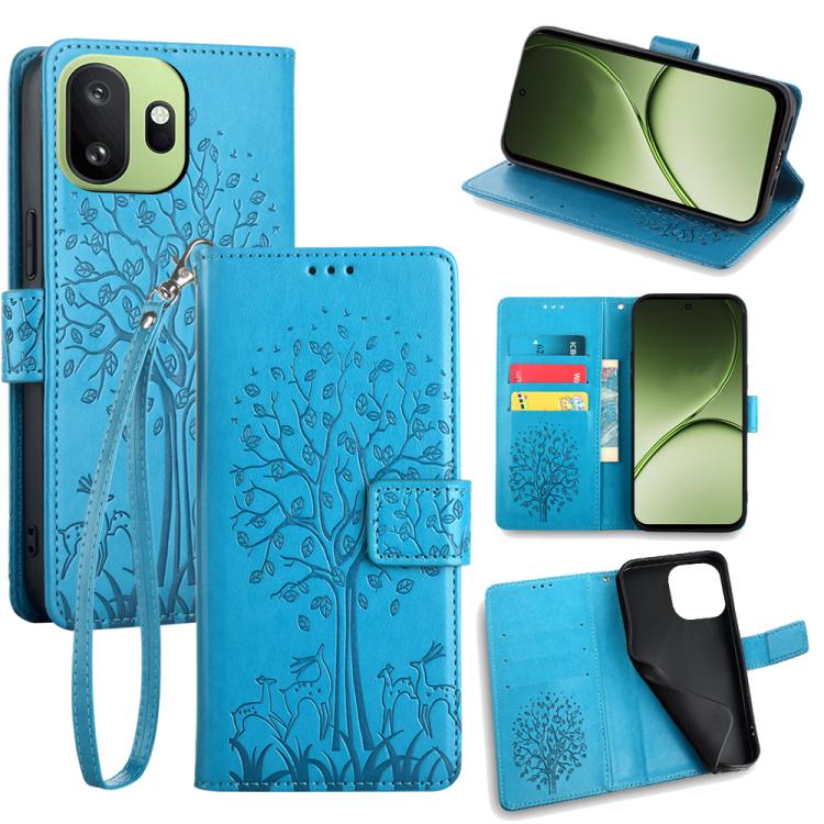 Tree & Deer Embossed Leather Phone Case, For OnePlus 15T 5G, For OnePlus Turbo 6 / 6V, For OnePlus Ace 6, For OnePlus 15