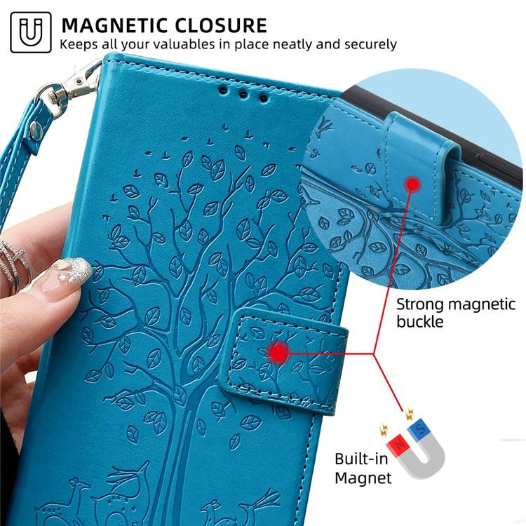 Tree & Deer Embossed Leather Phone Case, For OnePlus 15T 5G, For OnePlus Turbo 6 / 6V, For OnePlus Ace 6, For OnePlus 15