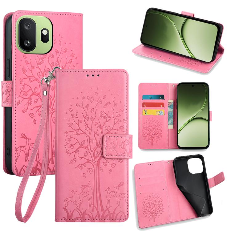 Tree & Deer Embossed Leather Phone Case, For OnePlus 15T 5G, For OnePlus Turbo 6 / 6V, For OnePlus Ace 6, For OnePlus 15