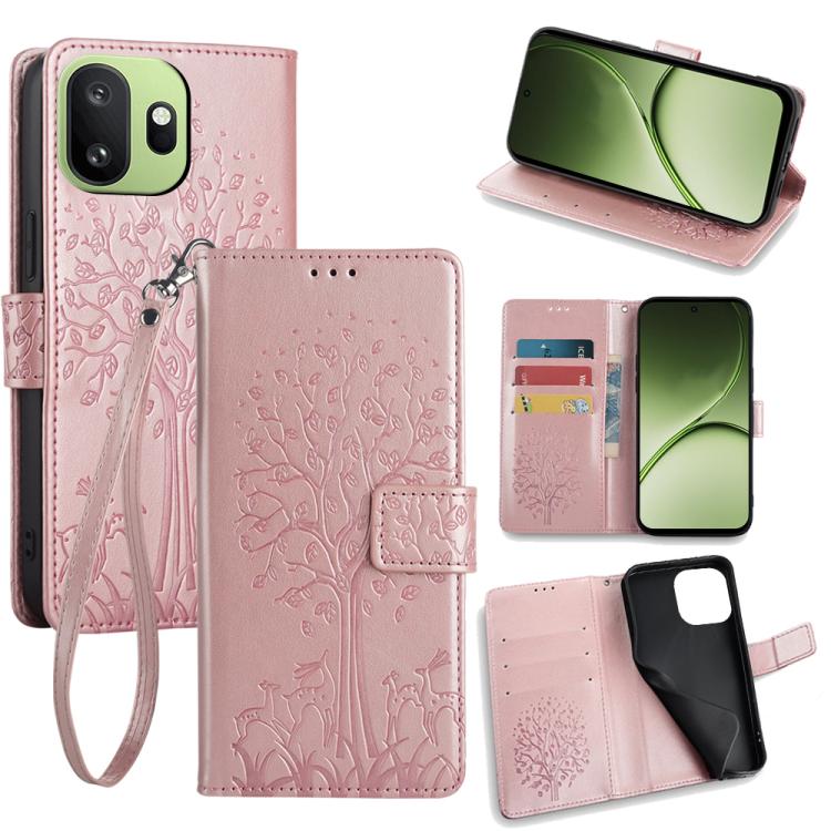 Tree & Deer Embossed Leather Phone Case, For OnePlus 15T 5G, For OnePlus Turbo 6 / 6V, For OnePlus Ace 6, For OnePlus 15