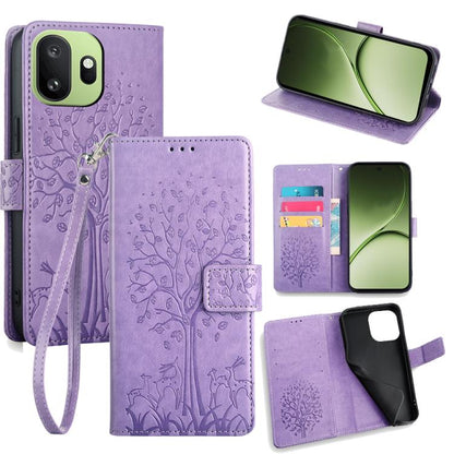 Tree & Deer Embossed Leather Phone Case, For OnePlus 15T 5G, For OnePlus Turbo 6 / 6V, For OnePlus Ace 6, For OnePlus 15