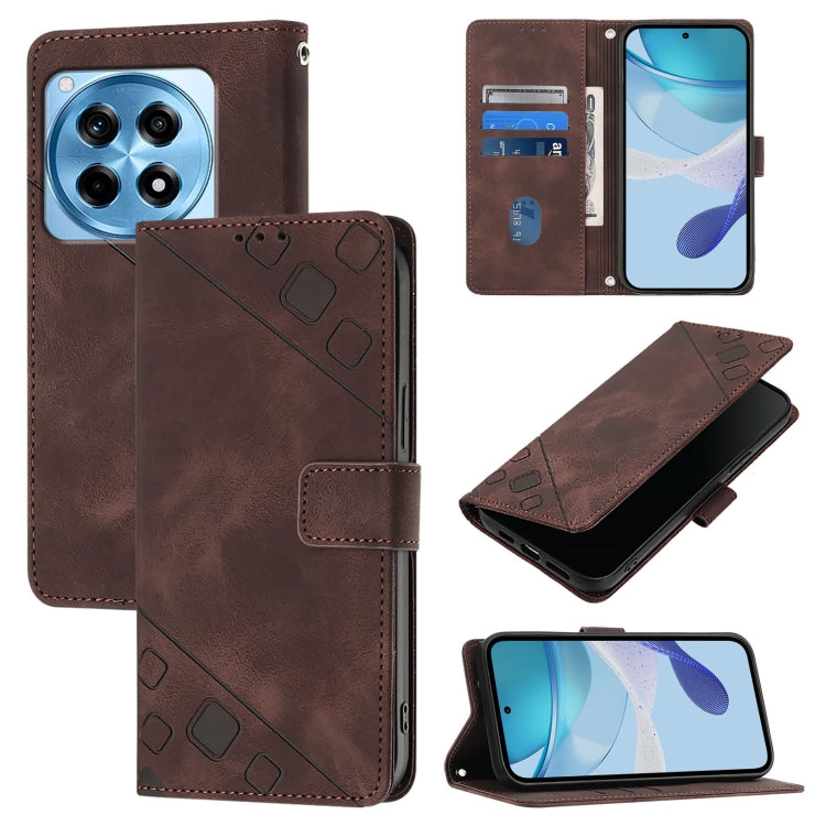 Skin-feel Embossed Leather Phone Case, For OnePlus Nord CE4, For OnePlus Nord N30 SE, For OnePlus 12R 5G Global, For OnePlus 12 5G Global
