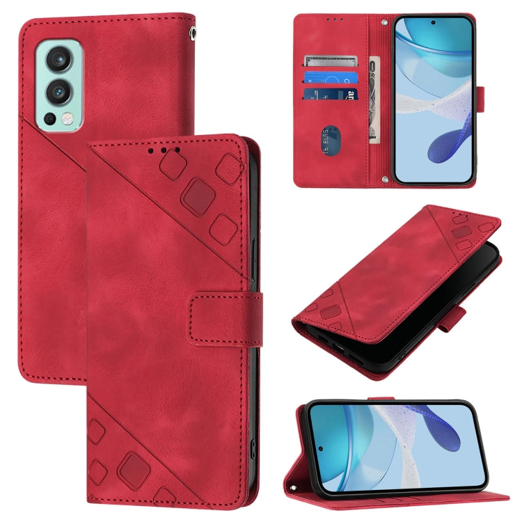 Skin-feel Embossed Leather Phone Case, For OnePlus 9R / 8T, For OnePlus Nord CE 5G, For OnePlus Nord 2 5G, For OnePlus 9 Pro