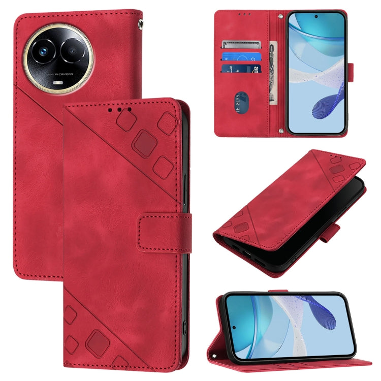 Skin-feel Embossed Leather Phone Case, For Realme 12 Pro / 12 Pro+ 5G Global, For Realme C67 4G Global, For Realme C67 5G India / Narzo 60x 5G Global, For Realme 11 5G Global / Realme 11x 5G