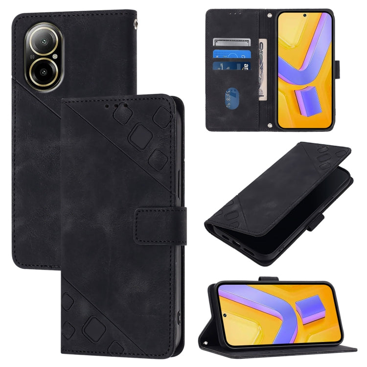 Skin-feel Embossed Leather Phone Case, For Realme 12 Pro / 12 Pro+ 5G Global, For Realme C67 4G Global, For Realme C67 5G India / Narzo 60x 5G Global, For Realme 11 5G Global / Realme 11x 5G