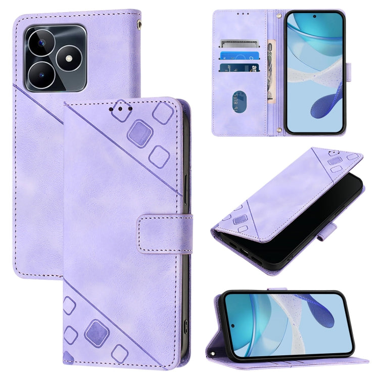 Skin-feel Embossed Leather Phone Case, For Realme Narzo 70 Pro India, For Realme 12 5G Global, For Realme Note 50 4G Global / Realme C51 4G, For Realme C53 4G / Narzo N53 4G Global