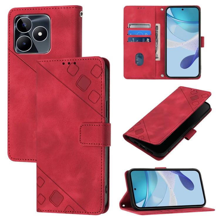 Skin-feel Embossed Leather Phone Case, For Realme Narzo 70 Pro India, For Realme 12 5G Global, For Realme Note 50 4G Global / Realme C51 4G, For Realme C53 4G / Narzo N53 4G Global