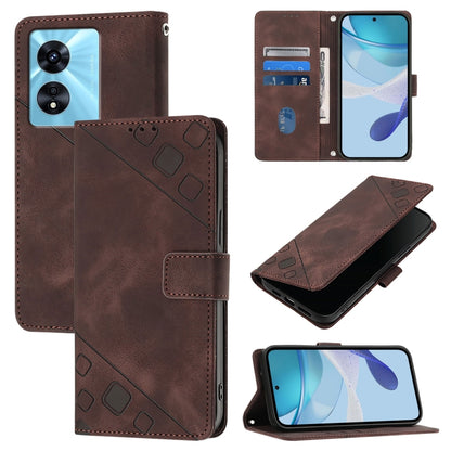 Skin-feel Embossed Leather Phone Case, For Realme GT Neo 3T, For Realme Narzo 50 5G / Realme V23, For Realme 8 5G / Realme 9 5G India, For Realme C20 / C11 2021 / C21