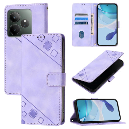 Skin-feel Embossed Leather Phone Case, For Realme 13 Pro 5G / 13 Pro+ 5G, For Realme GT 6 5G Global, For Realme GT 6T 5G Global, For Realme 12+ 5G Global