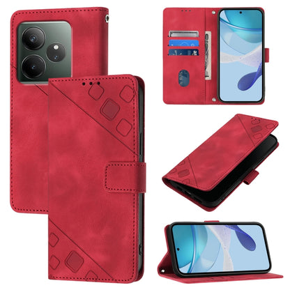 Skin-feel Embossed Leather Phone Case, For Realme 13 Pro 5G / 13 Pro+ 5G, For Realme GT 6 5G Global, For Realme GT 6T 5G Global, For Realme 12+ 5G Global