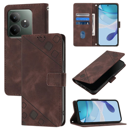Skin-feel Embossed Leather Phone Case, For Realme 13 Pro 5G / 13 Pro+ 5G, For Realme GT 6 5G Global, For Realme GT 6T 5G Global, For Realme 12+ 5G Global