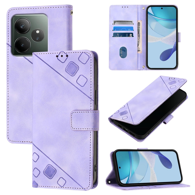 Skin-feel Embossed Leather Phone Case, For Realme 13 Pro 5G / 13 Pro+ 5G, For Realme GT 6 5G Global, For Realme GT 6T 5G Global, For Realme 12+ 5G Global