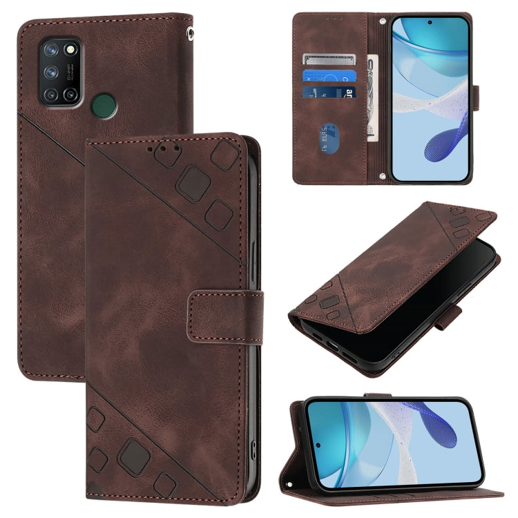 Skin-feel Embossed Leather Phone Case, For Realme C17 / 7i
