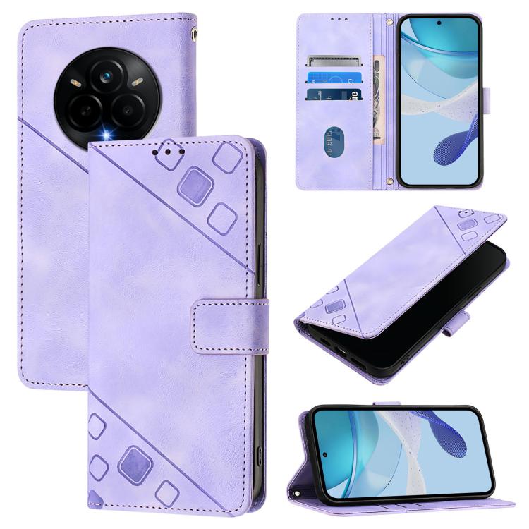 Skin-feel Embossed Leather Phone Case, For Realme 14 5G Global / P3 5G India, For Realme 14 Pro+ 5G, For Realme 14 Pro 5G, For Realme GT 7 Pro 5G