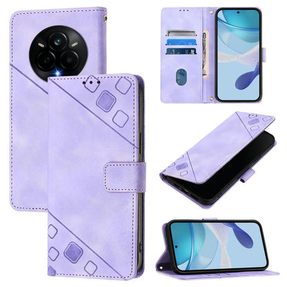 Skin-feel Embossed Leather Phone Case, For Realme 14 5G Global / P3 5G India, For Realme 14 Pro+ 5G, For Realme 14 Pro 5G, For Realme GT 7 Pro 5G