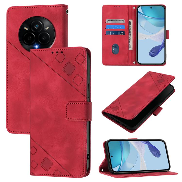 Skin-feel Embossed Leather Phone Case, For Realme 14 5G Global / P3 5G India, For Realme 14 Pro+ 5G, For Realme 14 Pro 5G, For Realme GT 7 Pro 5G