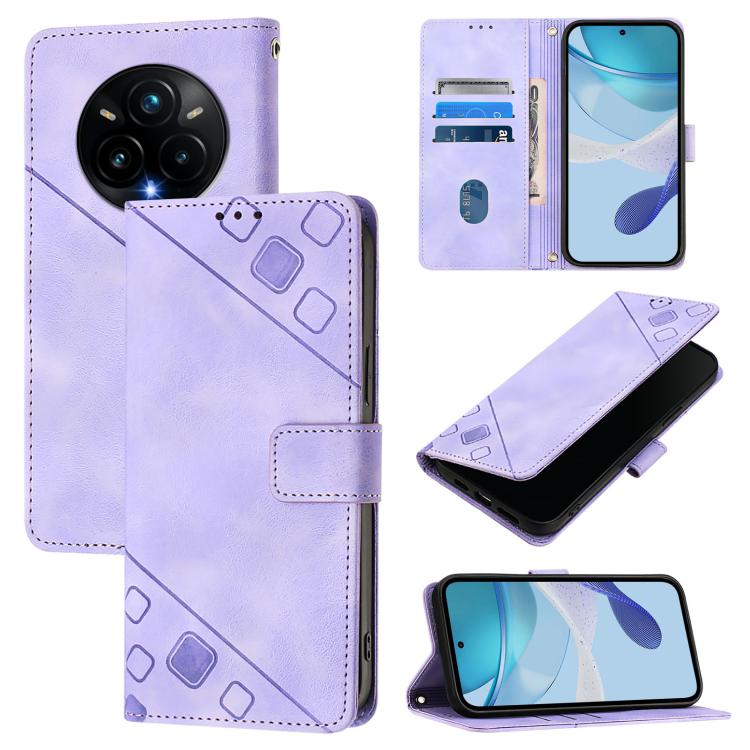 Skin-feel Embossed Leather Phone Case, For Realme 14 5G Global / P3 5G India, For Realme 14 Pro+ 5G, For Realme 14 Pro 5G, For Realme GT 7 Pro 5G