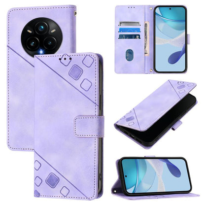 Skin-feel Embossed Leather Phone Case, For Realme 14 5G Global / P3 5G India, For Realme 14 Pro+ 5G, For Realme 14 Pro 5G, For Realme GT 7 Pro 5G