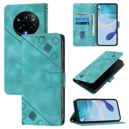 Skin-feel Embossed Leather Phone Case, For Realme 14 5G Global / P3 5G India, For Realme 14 Pro+ 5G, For Realme 14 Pro 5G, For Realme GT 7 Pro 5G