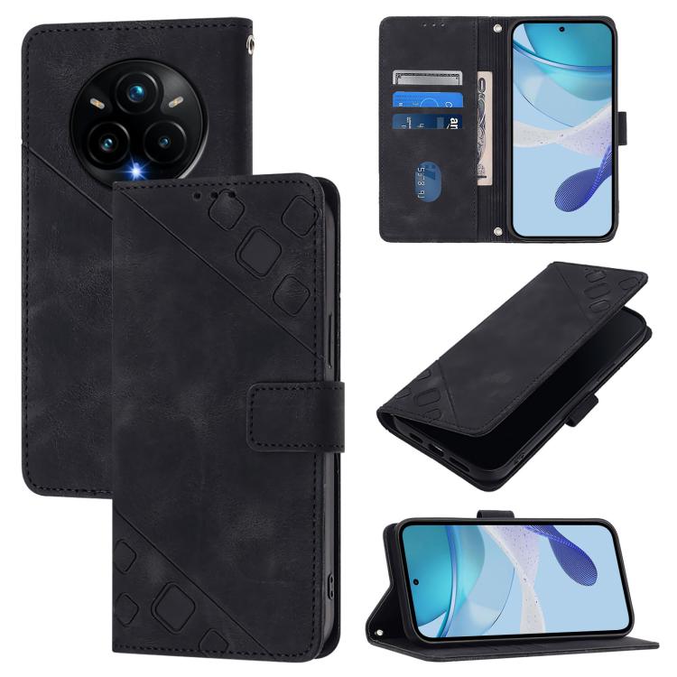 Skin-feel Embossed Leather Phone Case, For Realme 14 5G Global / P3 5G India, For Realme 14 Pro+ 5G, For Realme 14 Pro 5G, For Realme GT 7 Pro 5G