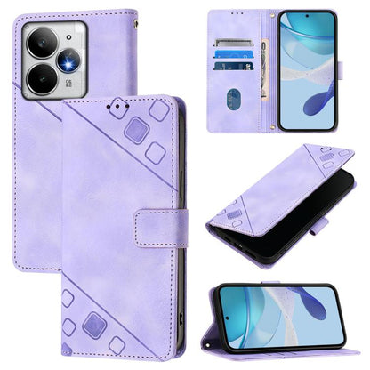 Skin-feel Embossed Leather Phone Case, For Realme C71 4G Global, For Realme Neo7 Turbo 5G, For Realme V70 / 14x Global / C75 5G, For Realme Narzo 80 Pro / 14 Pro 5G India