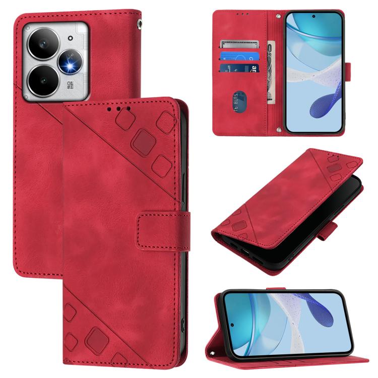 Skin-feel Embossed Leather Phone Case, For Realme C71 4G Global, For Realme Neo7 Turbo 5G, For Realme V70 / 14x Global / C75 5G, For Realme Narzo 80 Pro / 14 Pro 5G India