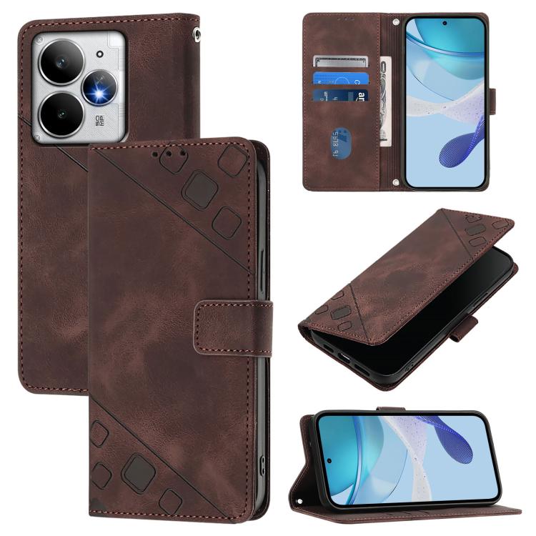 Skin-feel Embossed Leather Phone Case, For Realme C71 4G Global, For Realme Neo7 Turbo 5G, For Realme V70 / 14x Global / C75 5G, For Realme Narzo 80 Pro / 14 Pro 5G India