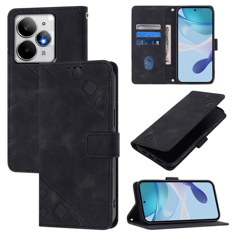 Skin-feel Embossed Leather Phone Case, For Realme C71 4G Global, For Realme Neo7 Turbo 5G, For Realme V70 / 14x Global / C75 5G, For Realme Narzo 80 Pro / 14 Pro 5G India