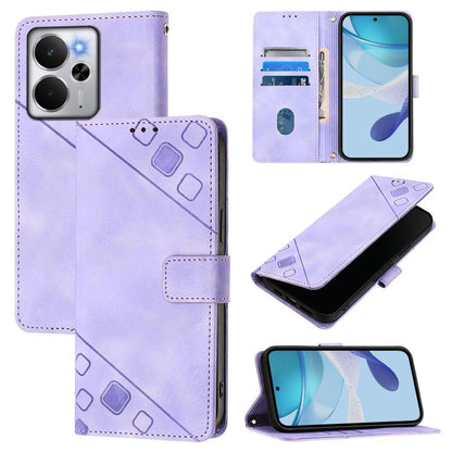 Skin-feel Embossed Leather Phone Case, For Realme 14 5G Global / P3 5G India, For Realme 14 Pro+ 5G, For Realme 14 Pro 5G, For Realme GT 7 Pro 5G