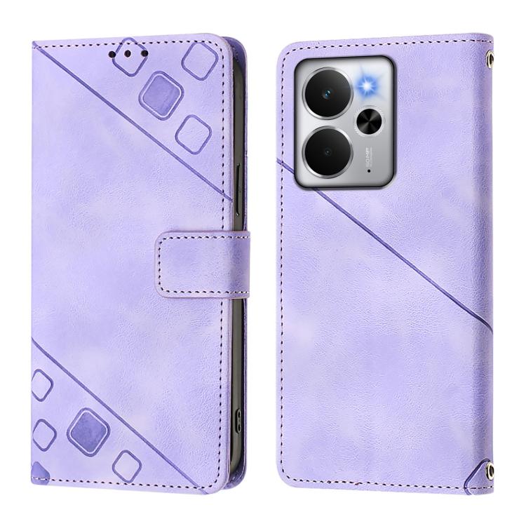 Skin-feel Embossed Leather Phone Case, For Realme 14 5G Global / P3 5G India, For Realme 14 Pro+ 5G, For Realme 14 Pro 5G, For Realme GT 7 Pro 5G