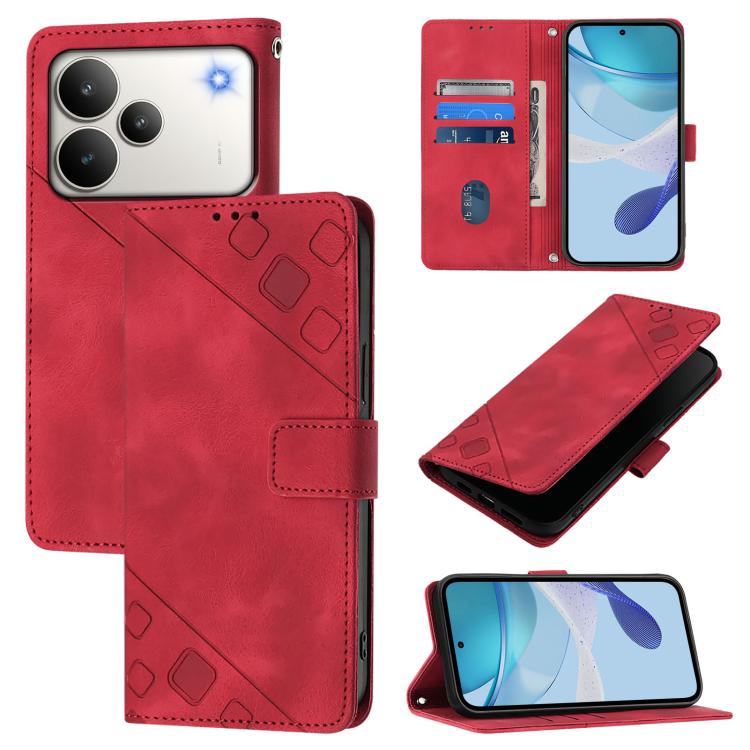 Skin-feel Embossed Leather Phone Case, For Realme P4x 5G / OnePlus Nord CE6 Lite, For Realme Note 70 4G / 70T 4G, For Realme C85 5G / 15x 5G India, For Realme P4 Pro 5G