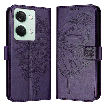 Embossed Butterfly Leather Phone Case, For OnePlus Nord CE3, For OnePlus Ace 2V / Nord 3, For OnePlus Nord N300