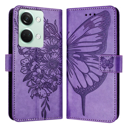 Embossed Butterfly Leather Phone Case, For OnePlus Nord CE3, For OnePlus Ace 2V / Nord 3, For OnePlus Nord N300